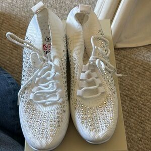 Echo Red wedged rhinestone sneakers